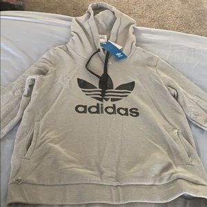 Gray and black adidas slim fit hoodie w pockets